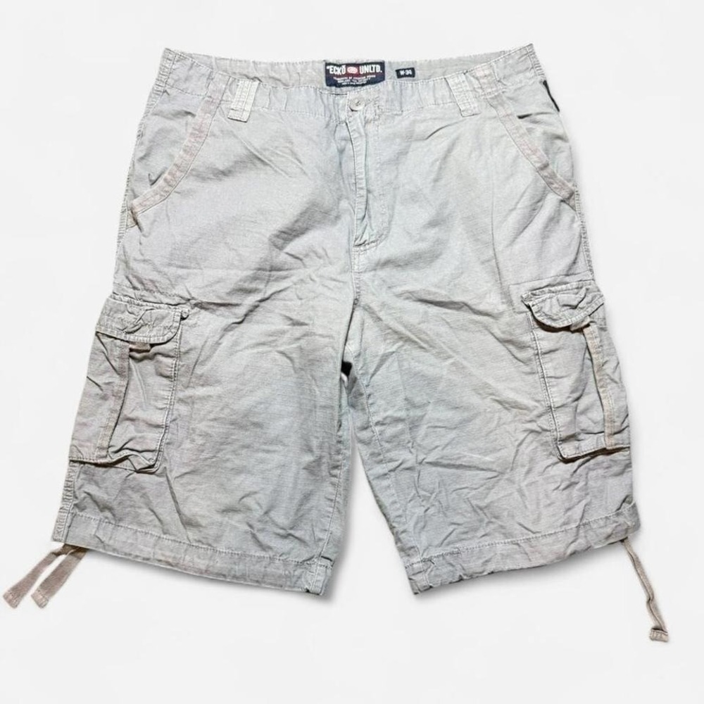 Y2K Ecko Unltd Rip Stop Tactical Cargo Shorts Gray Mens Size‎ 34
